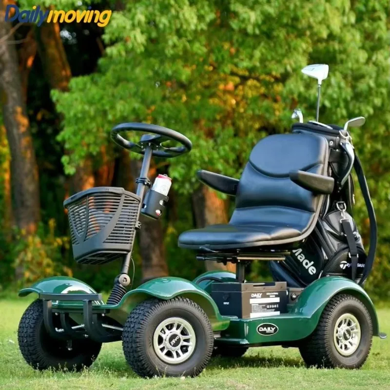 Luxury 1 Seat Electric Golf Cart Scooter with Removable Lithium Battery Four Wheels Maximum Load 150kg