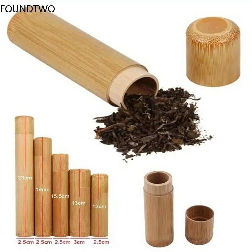 

Eco-friendly Jar Portable Tea Canister Lid Handmade Natural Container Round Bamboo natural Storage Box Holder Tea infuser Tea