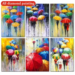 DIY 5D AB Diamond Painting City Rain View Diamond Embroidery Mosaic Kit French Street Rhinestone Art Deco Home Decor Gifts