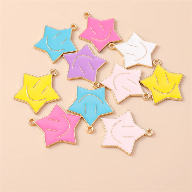 

20pcs 22x25mm Cute Colorful Enamel Star Charms Pendants for Jewelry Making Drop Earrings Necklaces Bracelets DIY Crafts Supplies
