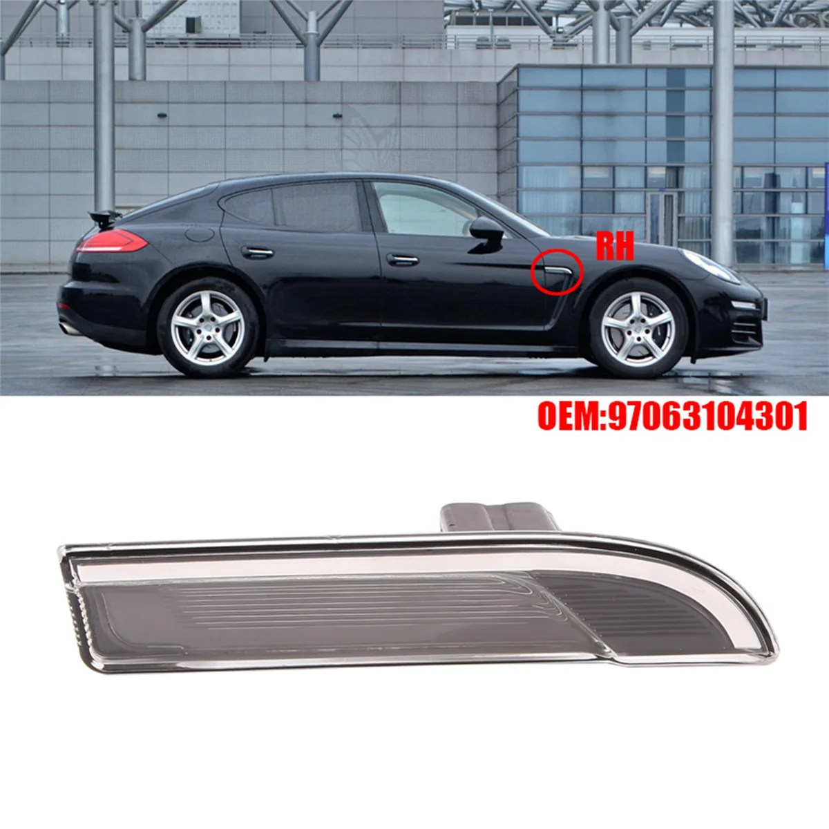 1Pair Car Front Fender Turn Signal Light for Porsche Panamera 970 2010-2016 97063104301 97063104300 Side Strobe Light