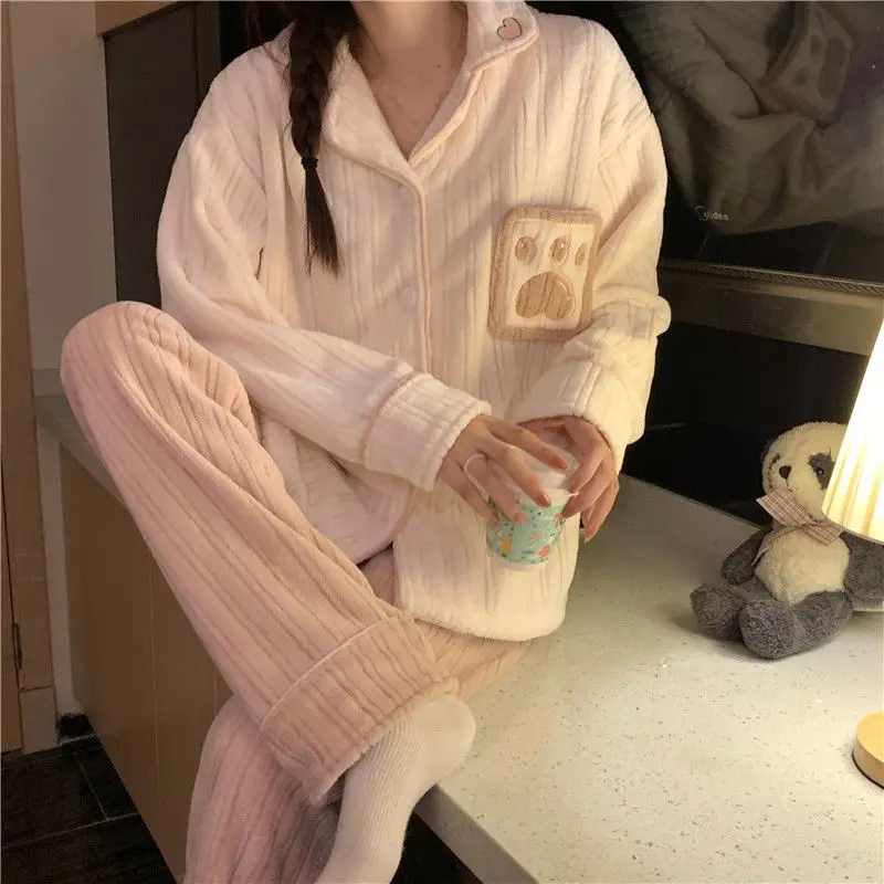 Pajama Sets Women Solid Cute Tender Ulzzang Pretty Basics Casual Soft All-match Autumn Delicate Korean Style Vintage Students