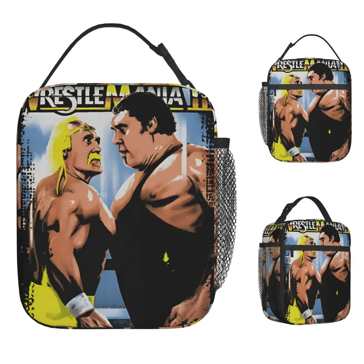 

Халк Хоган против Андре The Giant Wrestle Mania III Сумка для обеда Портативная изолированная коробка для завтрака Мужские уличные оксфордские термосумки-тоут