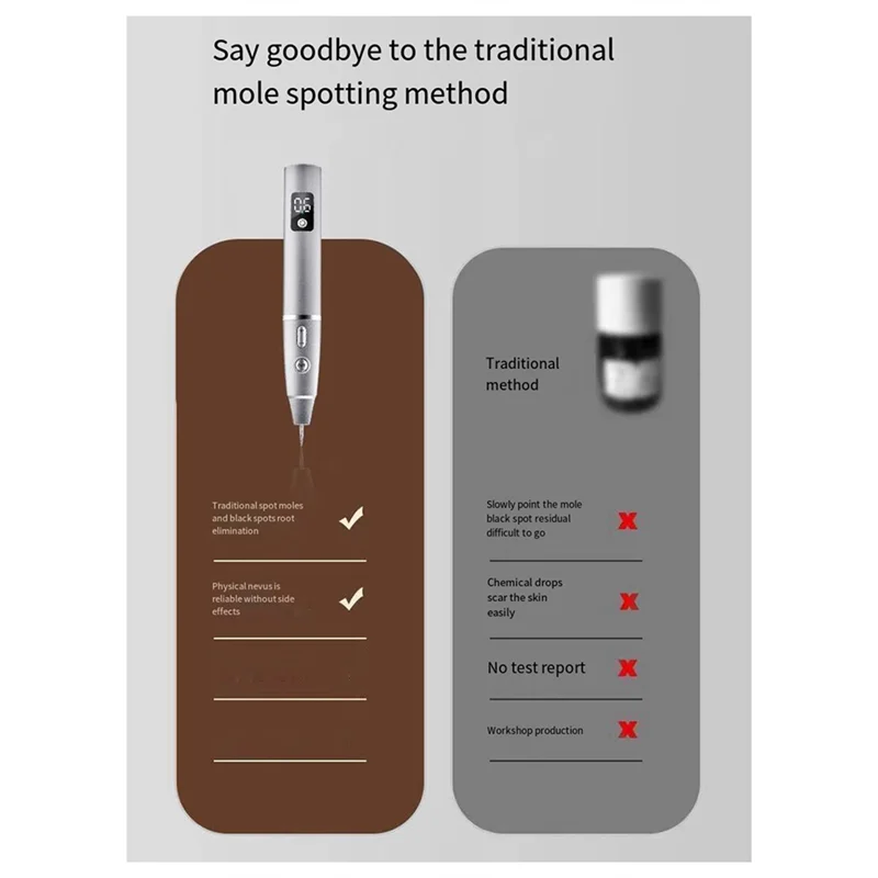 Mole Spotting Pen Laser Spotting Pen Beauty Instrument Painless Spotting Pen Silver Gray 1Set