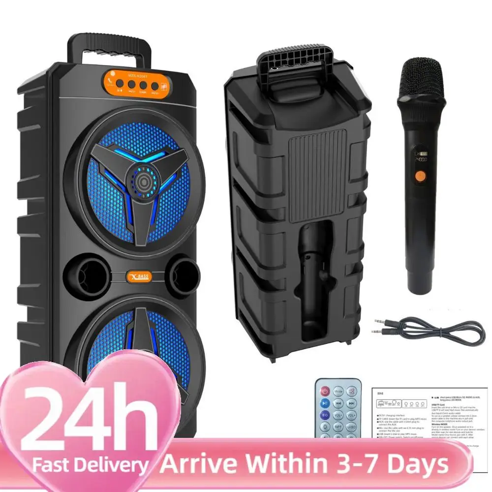 

Портативная Bluetooth-колонка с беспроводным микрофоном для улицы, поддержка TWS/AUX/USB/TF-карты/FM-радио для вечеринок, кемпинга, отдыха на природе