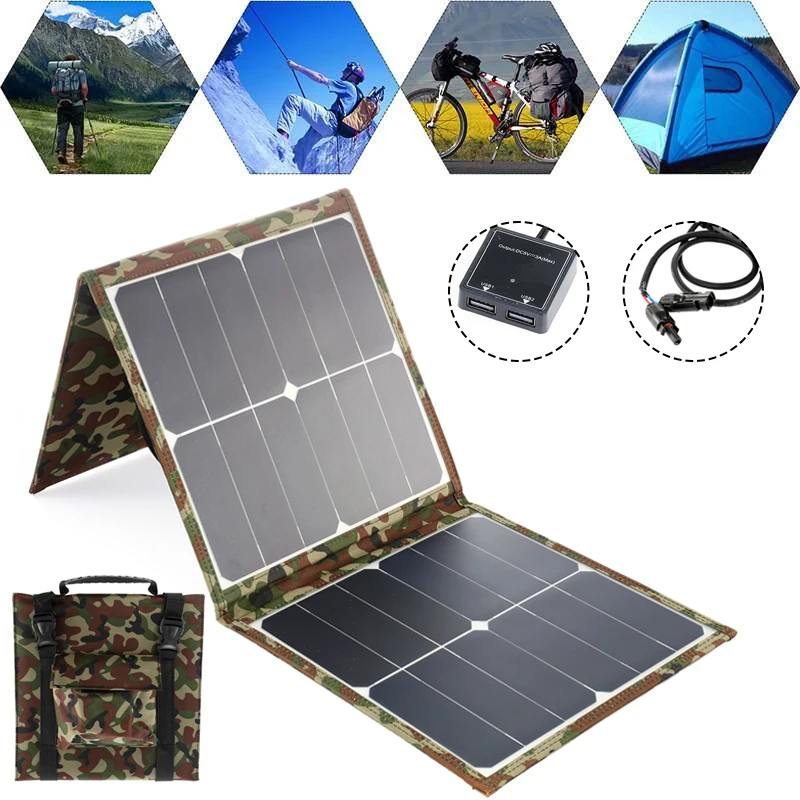 Folding Solar Panel 18V/5V 300W USB Battery Charger Kit Complete Power Bank Smart Phone Portable Foldable Rechargeable Camping