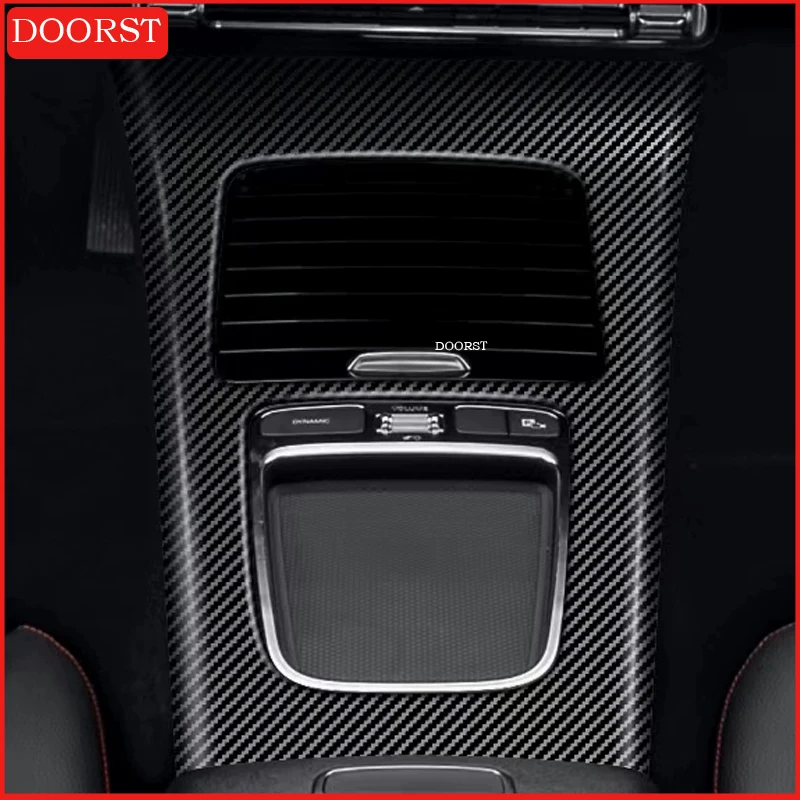 Car Center Console Carbon Fibre Panel Cover Trim Panel Frame Interior Acccessories For Mercedes Benz A CLA Class W177 C118