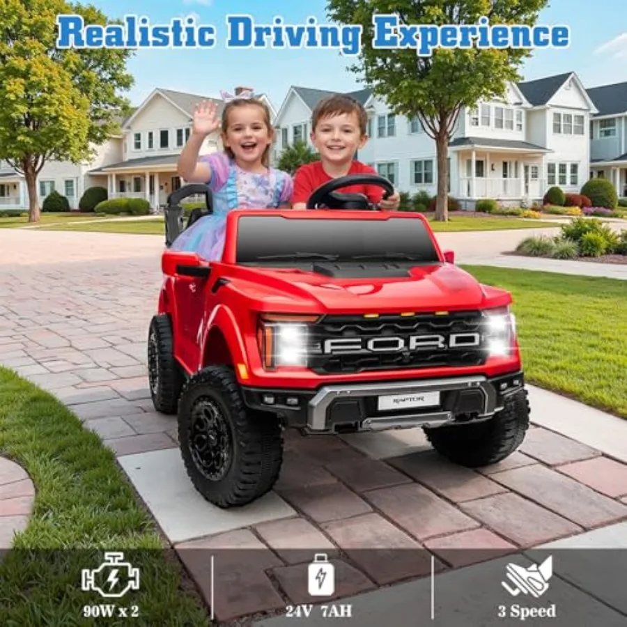 รถยนต์ไฟฟ้า 24V สำหรับเด็ก รุ่น F-150 Raptor ลิขสิทธิ์แท้ 2 ที่นั่ง พร้อมรีโมทคอนโทรล ระบบกันสะเทือน 4 ล้อ รุ่น LE