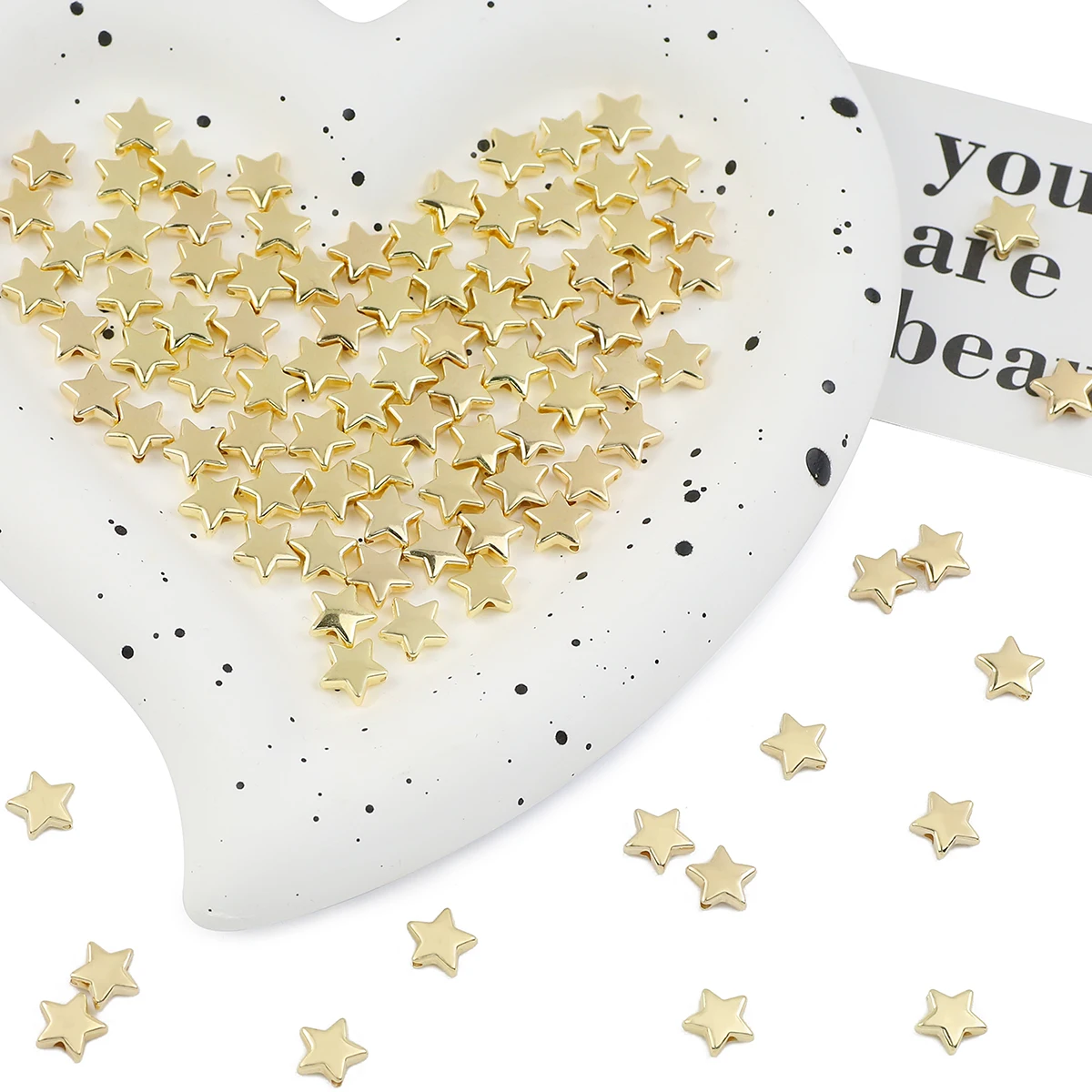 100/200/400pcs Star Shaped Gold Spacer Loose Beads For Jewelry Making DIY Handmade Bracelets Necklaces Earrings Accessories