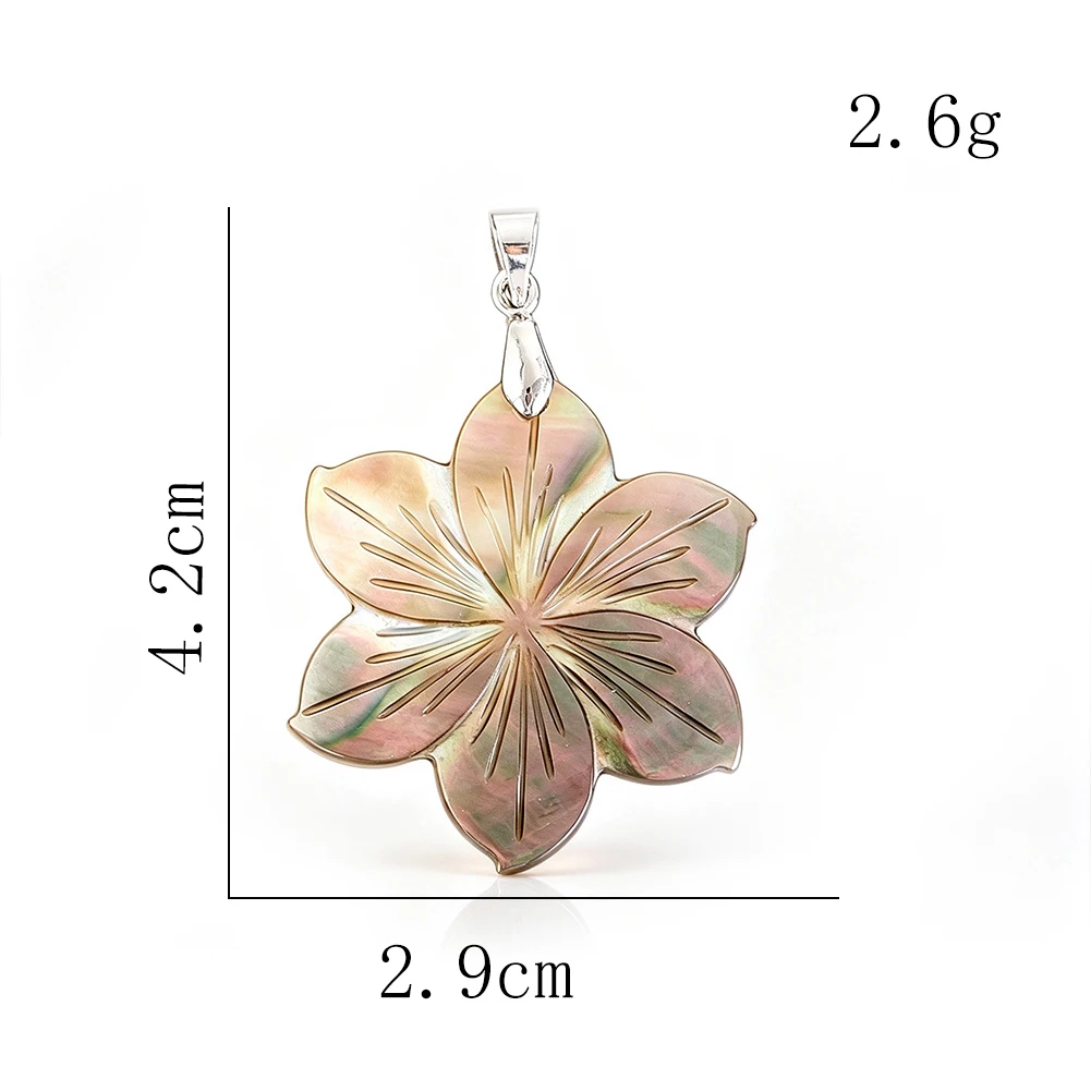 1pcs Natural Shell Flower Pendant 4.2cm Iridescent Abalone Carved Charm for DIY Jewelry Making Necklace Earring Craft Findings