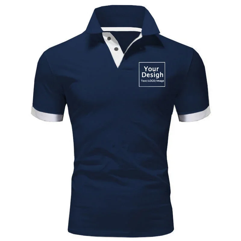 Polo personalizado para hombre, Camiseta ajustada de manga corta con solapa y diseño de tu propio logotipo, informal, de negocios, a la moda,