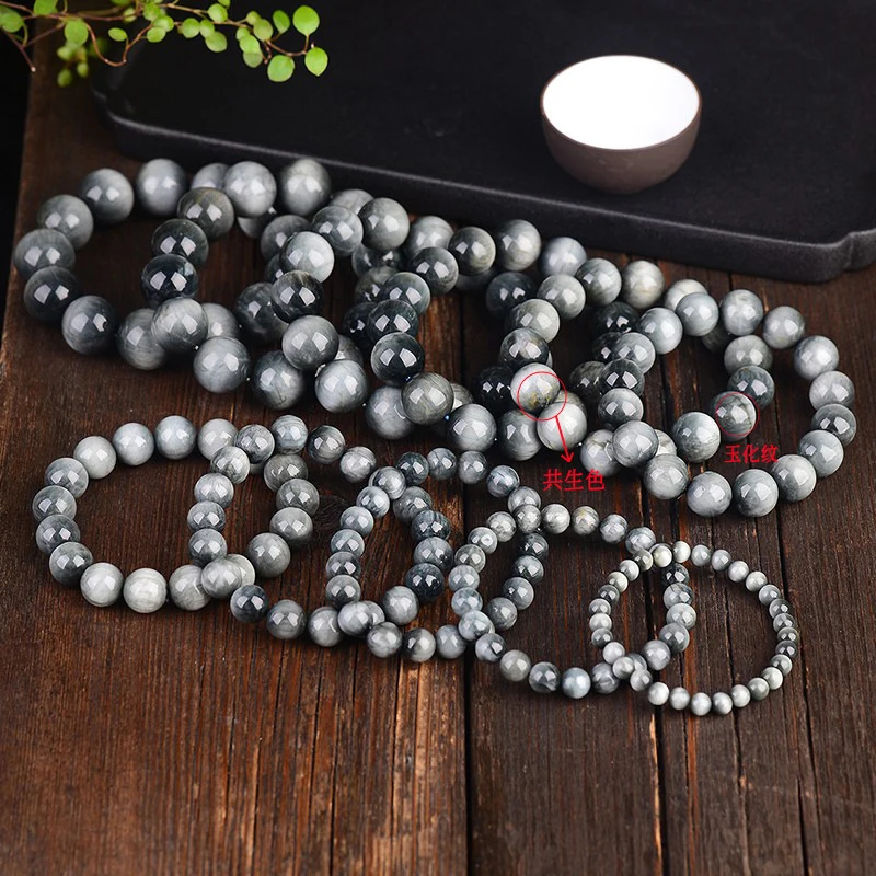 'S Gray'S Eye 6-18Mm Wood Translucent Stone Bracelet Single Loop Fashion Jewelry