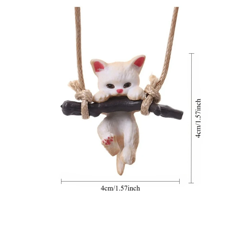 Creative Car Rearview Mirror Pendant Cute Cat Branch Swing Hanging Pendant Car Interior Decoration Car Interior Accessories