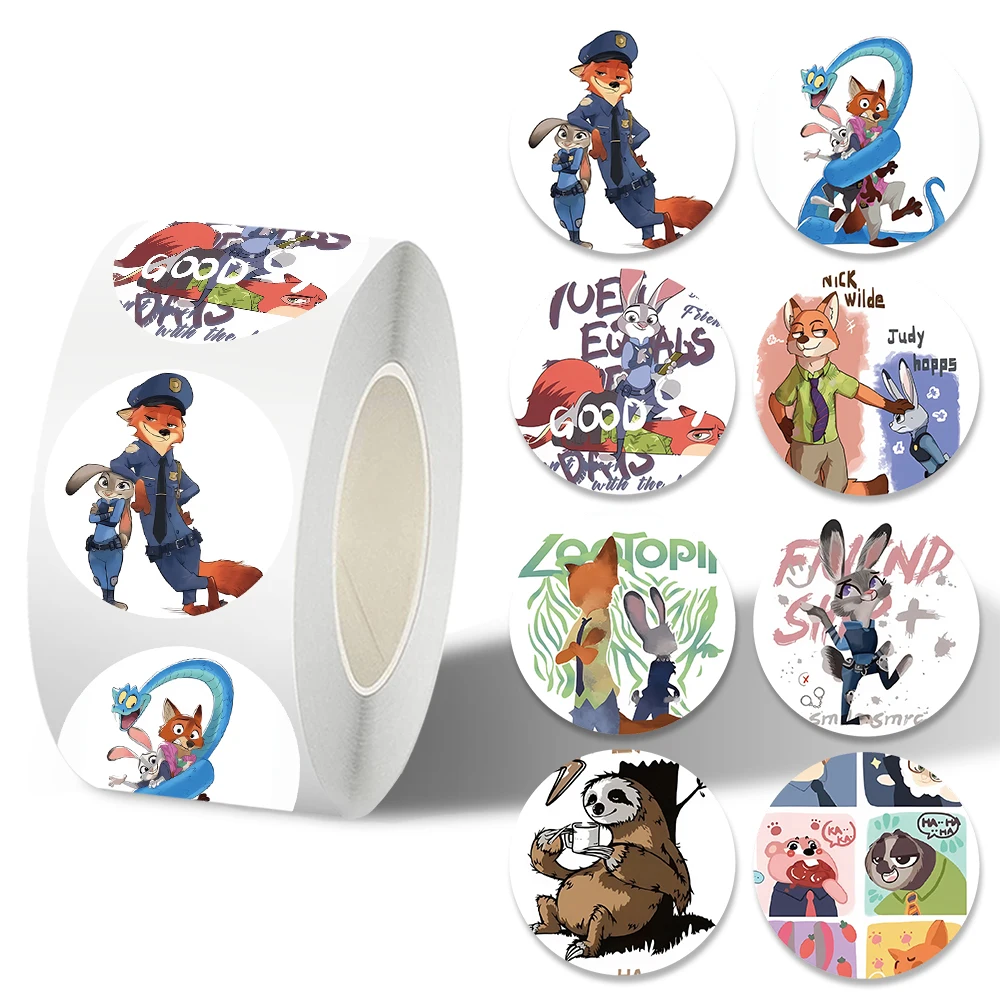 500 sztuk/rolka Naklejki Disney Cartoon Cute Zootopia DIY Dekoracja na Telefon, Notatnik, Kubek na Wodę, Zabawka, Prezent