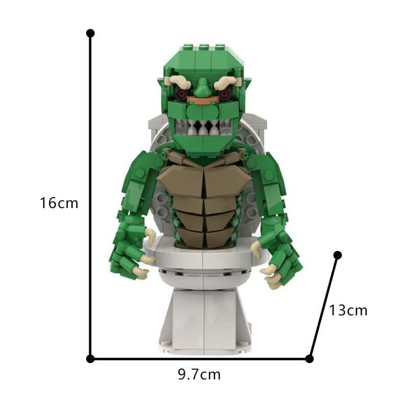 363PCS MOC Horror Movie Ghoulies Building Blocks Interest Green Toilet Monster Figures Model DIY Assembly Toys Halloween Gifts