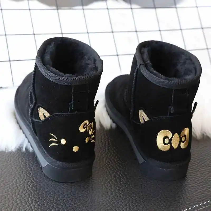 

Cute Cartoon Sanrio Hello Kittye Women's Short Snow Boots Winter Plush Warm and Thick Cotton Shoes Friend's Holiday Gift