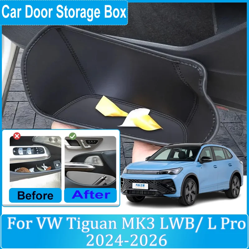

Auto Door Storage Box For Volkswagen VW Tiguan MK3 Accessories L Pro LWB 2024-2026 Car Door Slot Storage Pocket Organizer Bucket