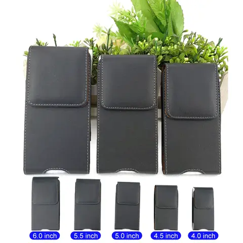 Mobile Phone Leather Holster Vertical Phone Waist Bag Men Belt Waist Phone Pouch Men Travel Sports Belt Bum Phone Pouchs