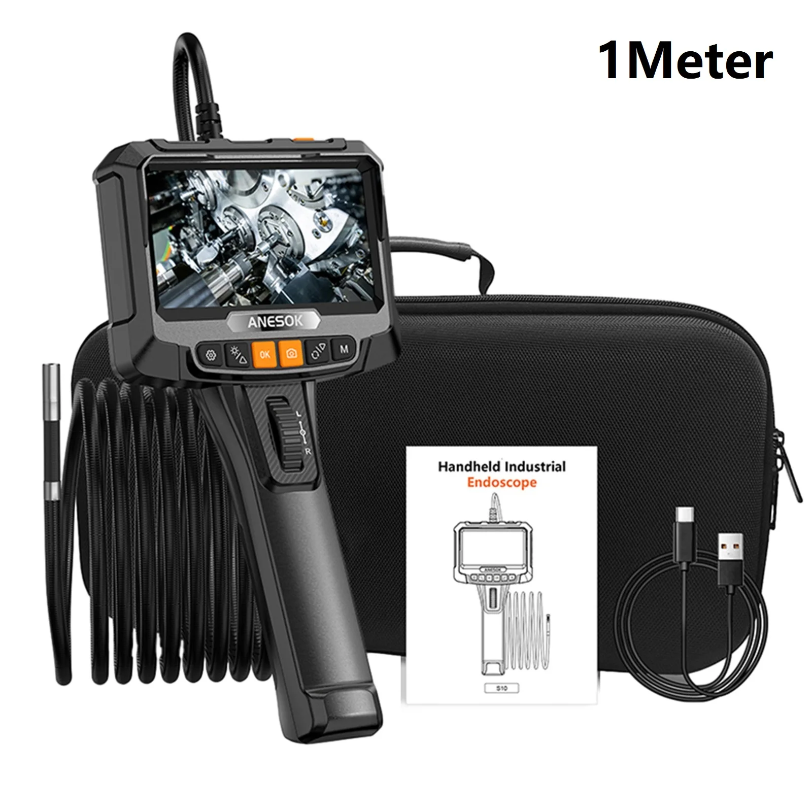 360 Degree Steering Industrial Videoscope 5in IPS Display HD Resolution Endoscopic Inspection Camera Borescope