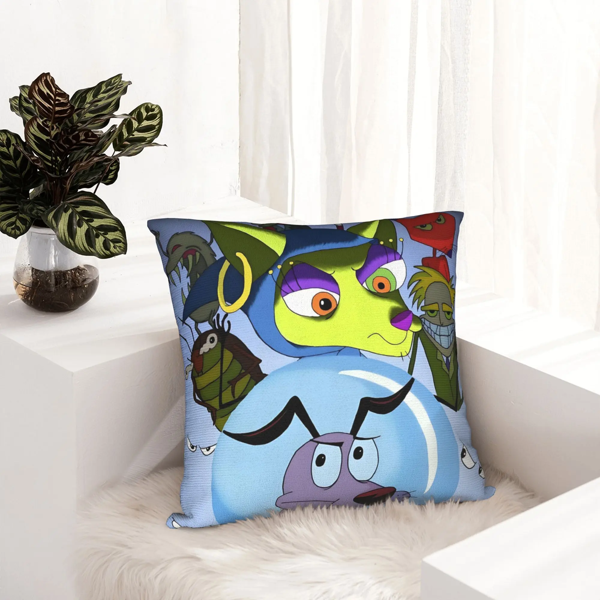 Modern Courage The Cowardly Dog Cushion Cover for Sofa Polyester Devil Adventure Throw Pillow Case Living Room Decoration