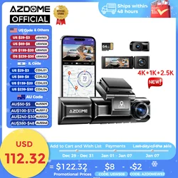 AZDOME 내장 GPS 와이파이 카메라, 자동차 DVR, 야간 투시경, 24 시간 주차 모니터, 지지대 후방 캠, 4K 대시 캠, M550 Max, 3.18 인치 스크린