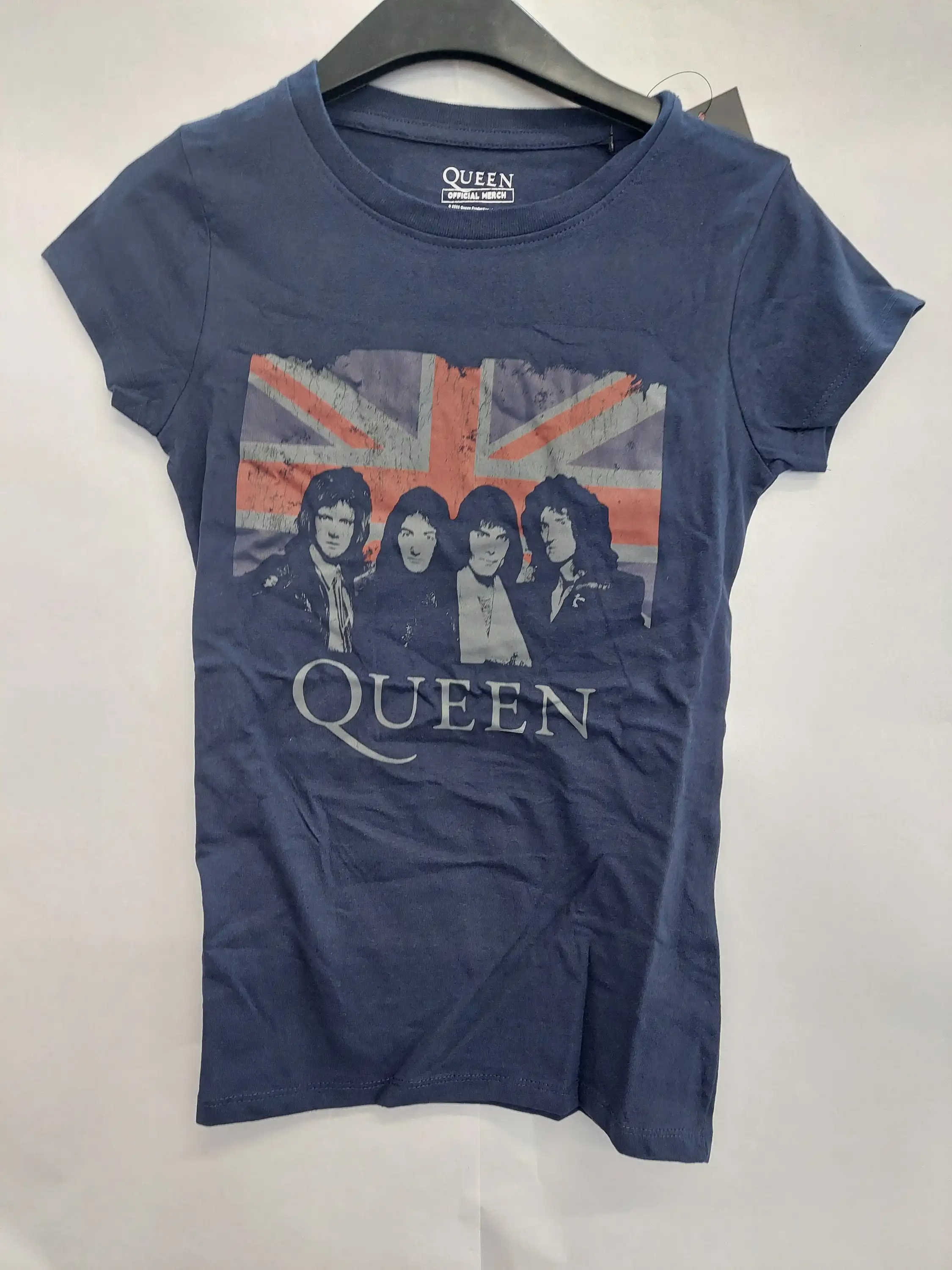 Ladies Queen Freddie Mercury Blue Union Jack OFFICIAL T Shirt Womens Girls