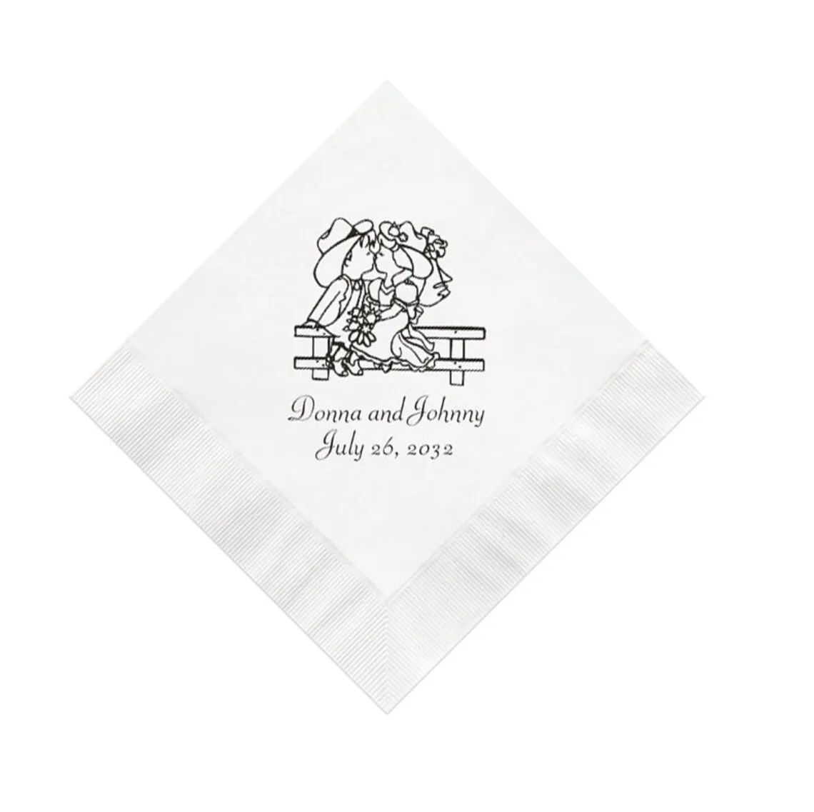 Cowboy and Cowgirl Western Wedding Napkins Personalized  Paper Reception Cocktail Party