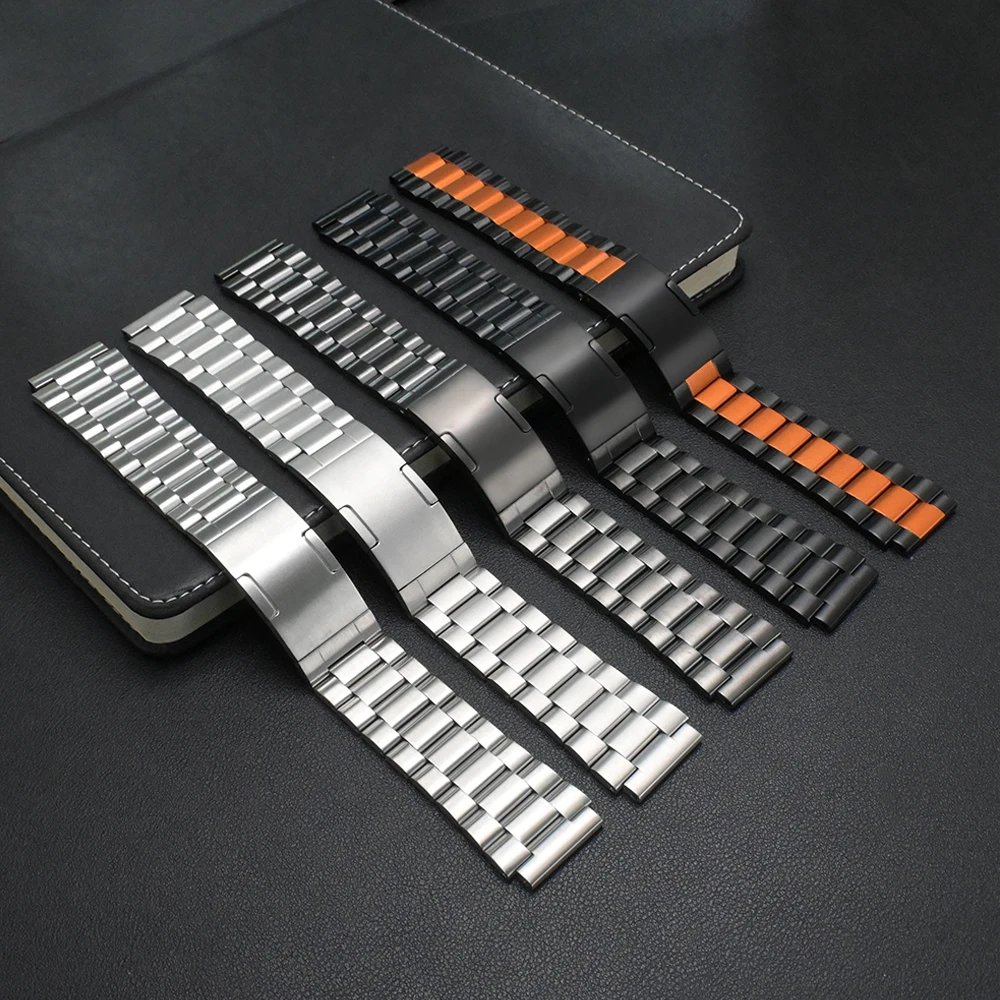 حزام من الفولاذ المقاوم للصدأ باللون الأسود 22 ملم لساعة Amazfit Balance 2 Huawei Watch 4 4 Pro Ultimate GT3/4/5 Pro 46 ملم Oneplus Watch 3 2 2R Band