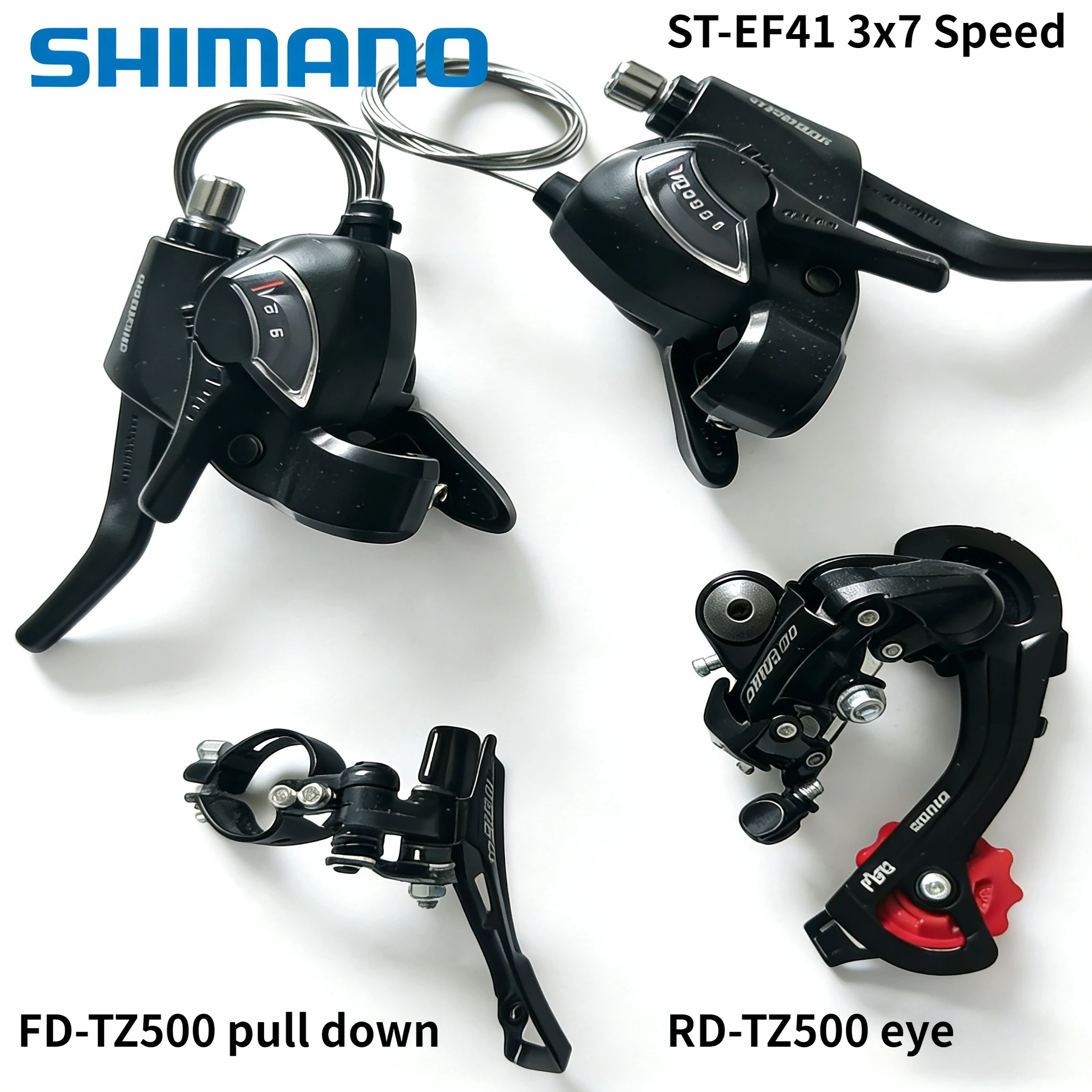 AliExpress Shimano ST-EF41 Bike Shift/Brake Lever 3x7 Speed RD-TZ500 Bike Rear Derailleur FD-TZ500 Front Derailleur