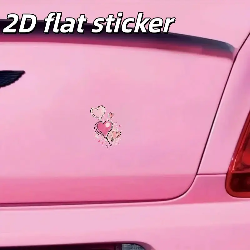 

1Pc 2D Pink Heart Balloon Waterproof Vinyl Sticker For Car Laptop Helmet Skateboard Decor