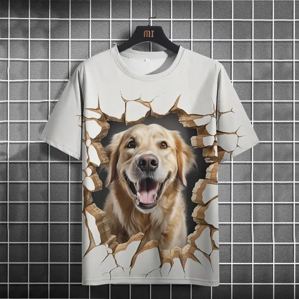 Summer Men's T-shirt New Men's Wear3D Dog Print Short Sleeve Street Fashion Men's T-shirt Street Oversized Men's Clothing