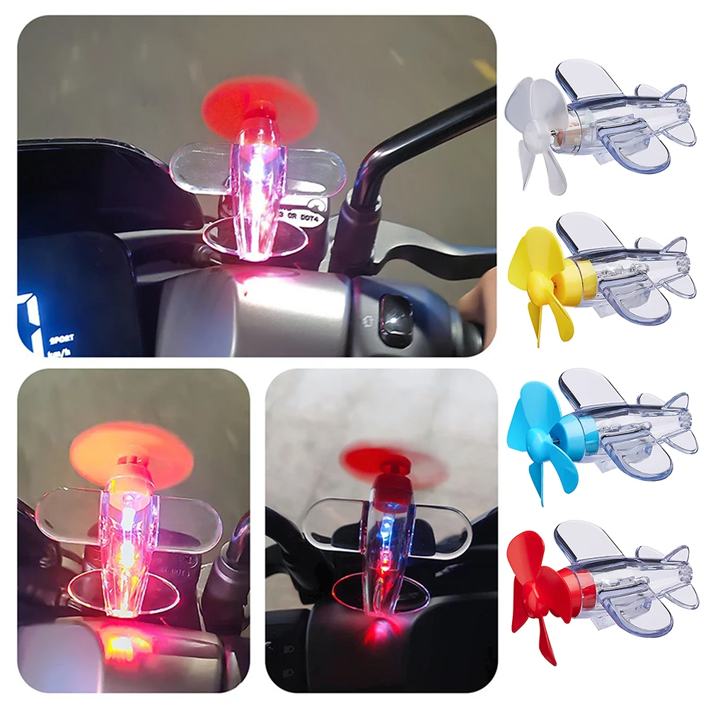 Wind Powered LED Airplane Ornament,Motorcycle & Car Electric LED Colorful Lights Rotatable Airplane Wind-Powered Airplane Decor
