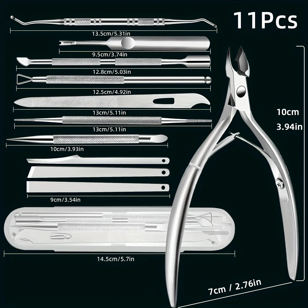 11 قطعة مقص بشرة الفولاذ المقاوم للصدأ-قص بشرة الأظافر-مقص إزالة الضوء الميت البيج مقص المقص أدوات مانيكير الأسرة #2