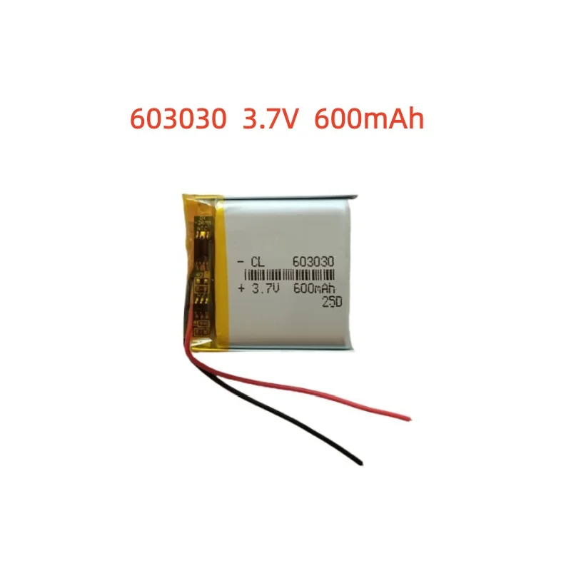 

3.7V 600mAh Li-Polymer Replacement Li Lipo Battery 603030 JST 2Pin 1.0/1.25/1.5/2.0/2.54mm Connector For GPS Camera LED