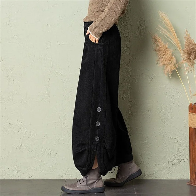 سروال قصير واسع الساق للنساء بنطلون عالي الخصر لخريف 2025 سروال قصير جديد فضفاض جيب كاكي أسود سروال نسائي #6