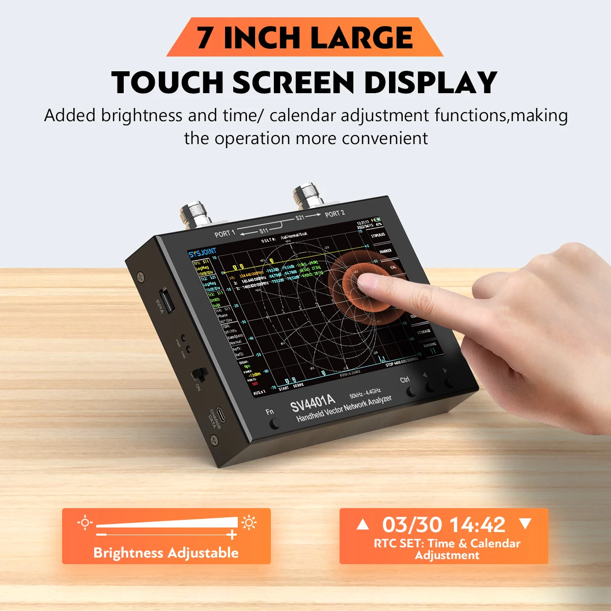 SV4401A 7 inch Touch LCD 50khz 4.4ghz Vector Network Analyzer hf VHF uhf Antenna Analyzer Update from nanovna vna