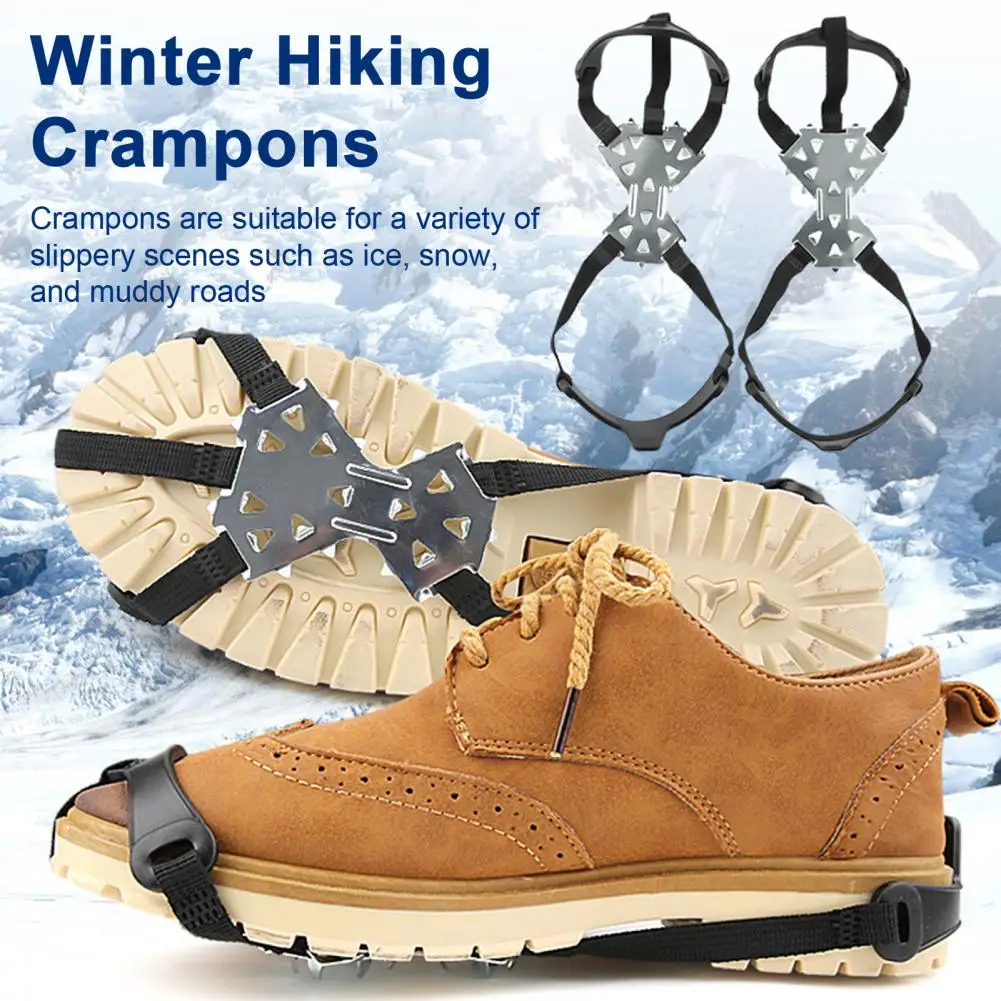 1 Pair Ice Traction Cleats Crampons with 11-Tooth Non Slip Shoes Gripper Spikes Non-Slip Gripper Spikes for Ice Snow Steel Studs