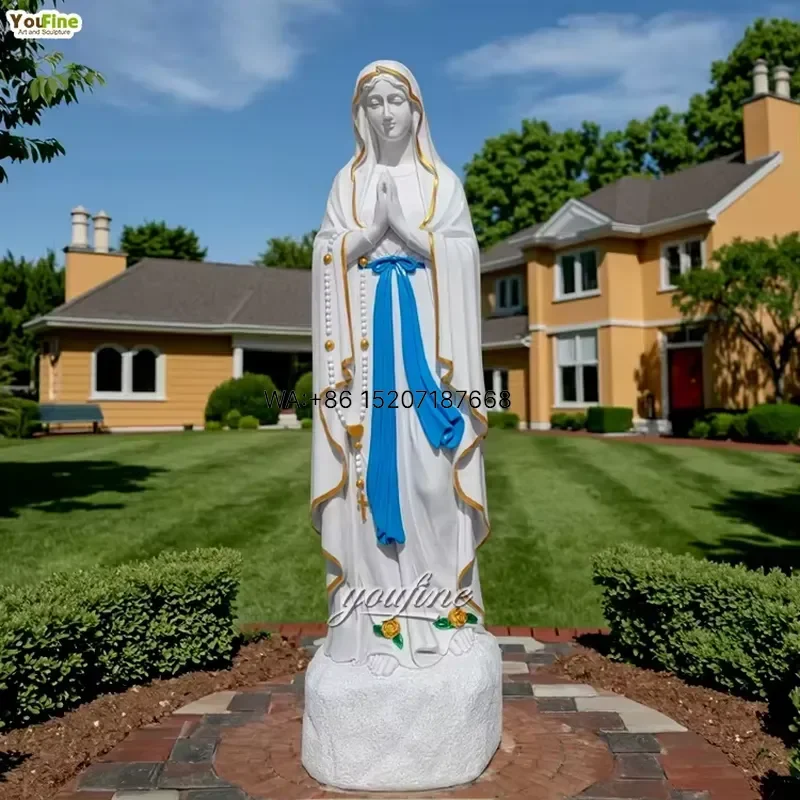 Wmwmnu for YouFine White Virgin Mary Statue Outdoor Garden Our Lady of Lourdes Religious Church Decoration Hand Carved