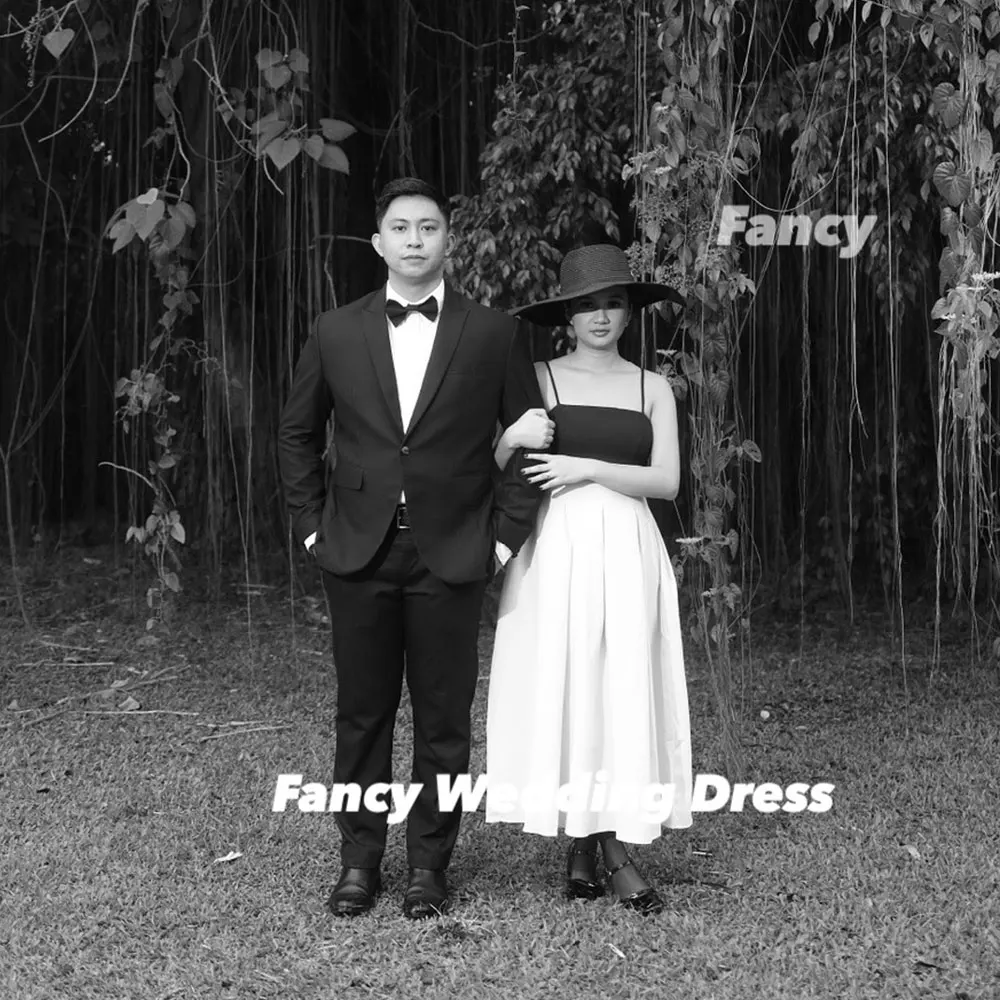 화려한 특별한 흰색과 검은색 임산부 웨딩드레스 한국 사진 촬영 A라인 민소매 이브닝 드레스 백 코르셋 맞춤 제작