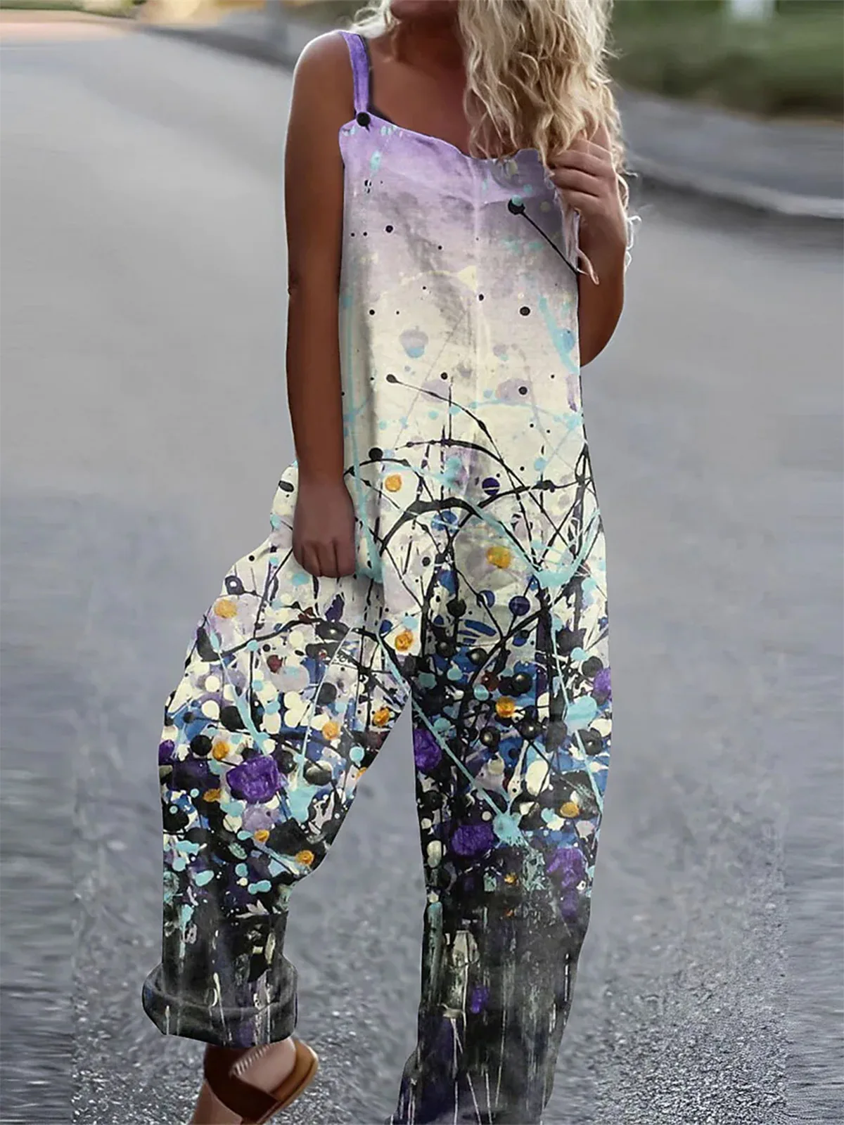 Vestido largo de algodón con tirantes para mujer, pantalones de marca de moda, estampado de moda urbana, cintura media, cáñamo blanco de algodón,