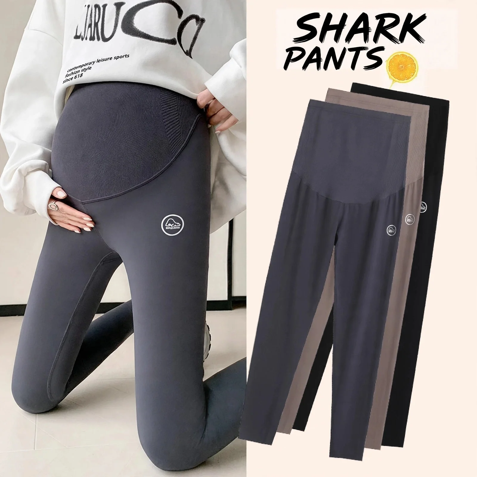 Maternity Leggings Yoga Pants Slim Fit Stretch Velvet Warm Pregnant Women All Season Daily Pilates Party Home Travel Wear