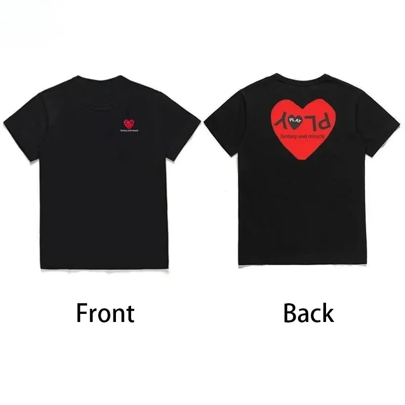Camisetas de alta calidad para hombres y mujeres con fondo en forma de corazón, ropa estampada de algodón de manga corta para padres e hijos