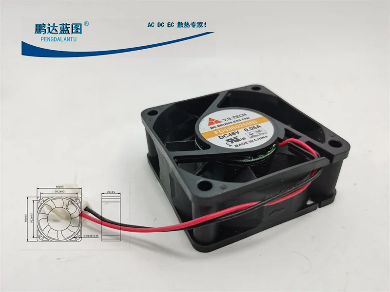 60*60*25MM Fd486025mb 48v0.05a DC Double Ball Bearing 6025 6cm/cm Cooling Fan