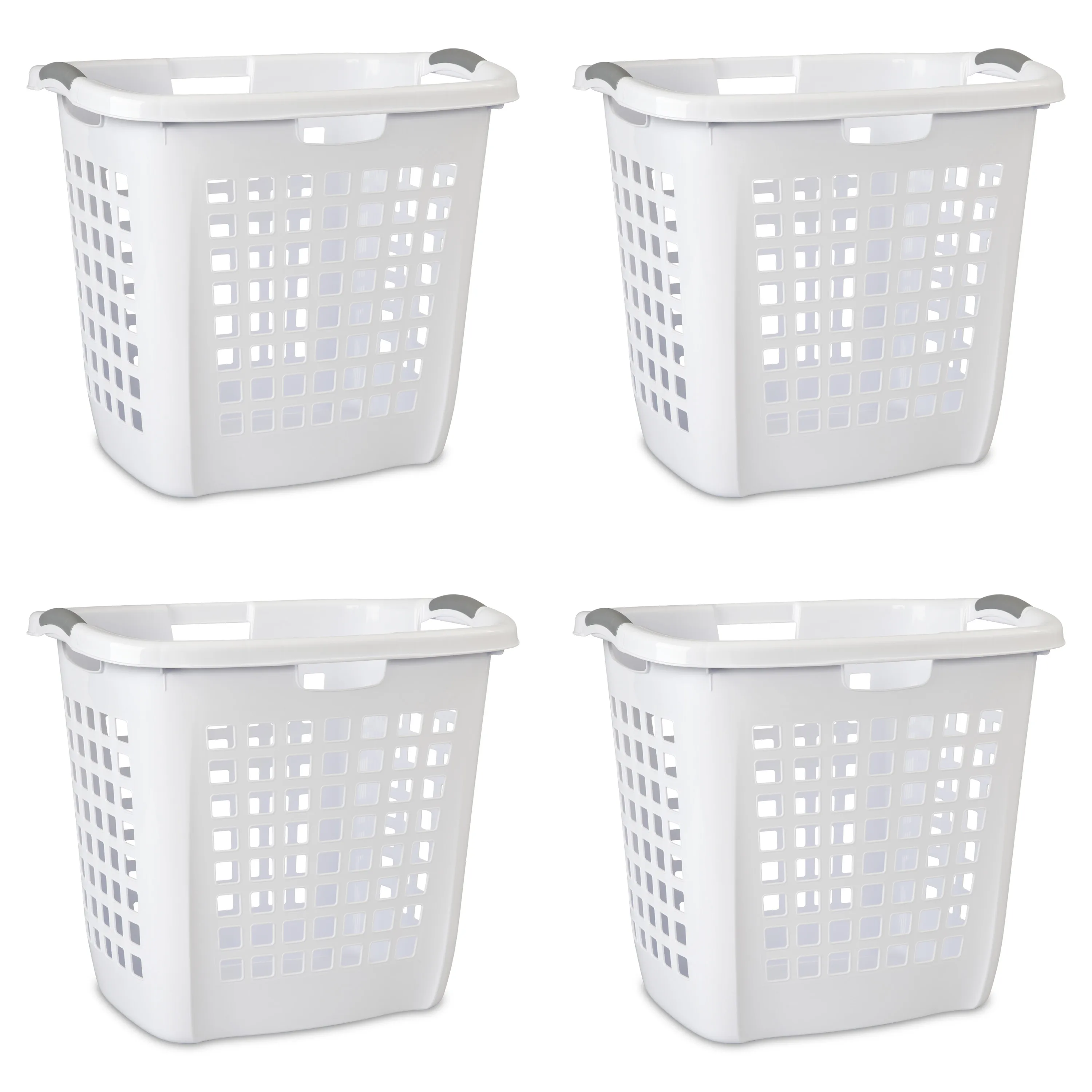 

Ultra™ Easy Carry Plastic Laundry Hamper w/ Sturdy Rim and Handles, White, Pack of 4