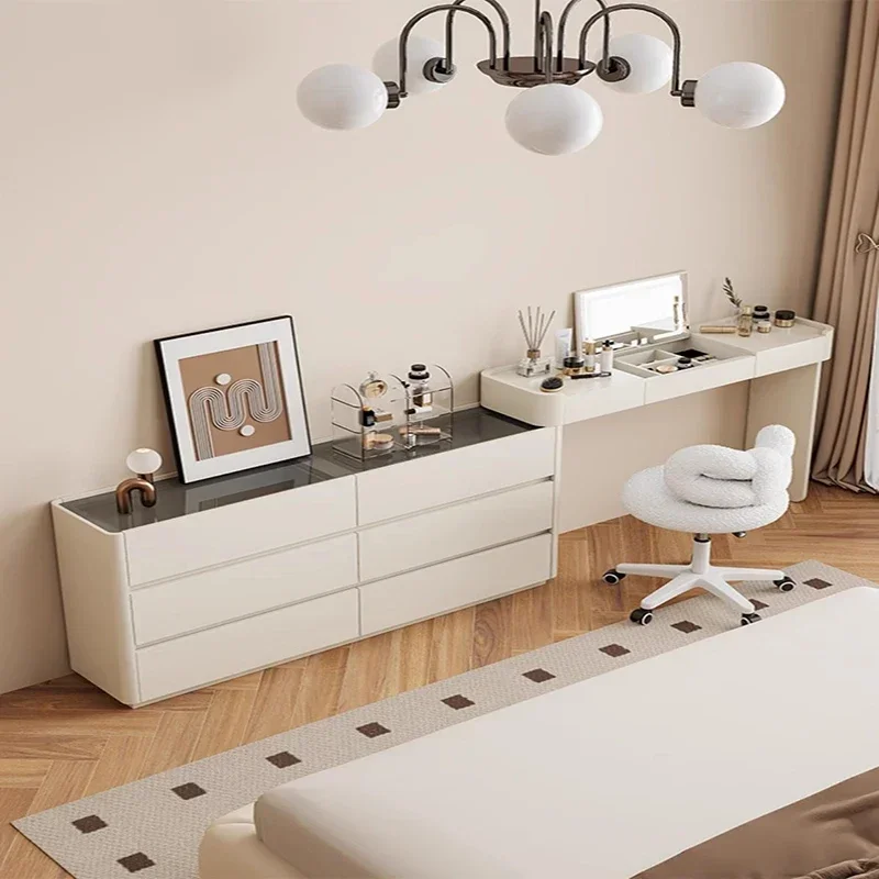 #L White Luxury Dressing Table Makeup Organizer Corner Bedside Nightstand Dressing Table Stool Coiffeuse Home Decor Q