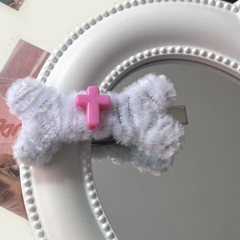 Harajuku Plush Bone  Decor Hairpin for Women Sweet Cute Girly Charm Hair Clip Aesthetics Y2k Hair Accessories Dropshipping