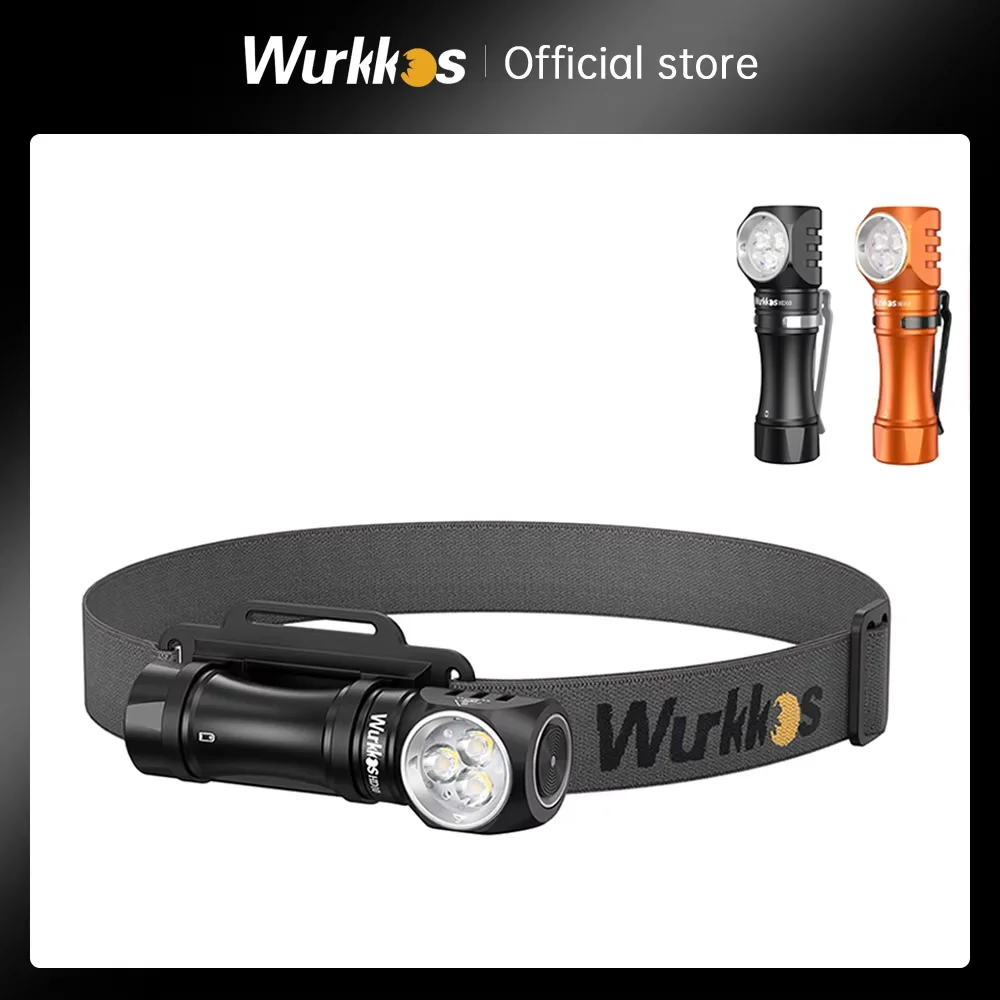 

Wurkkos HD10 Headlamp Rechargeable 14500 IP68 Mini EDC 1200Lm 3* 90 CRI LEDs + 3* RGB Aux LEDs Anduril 2.0 Fishing Camping Torch