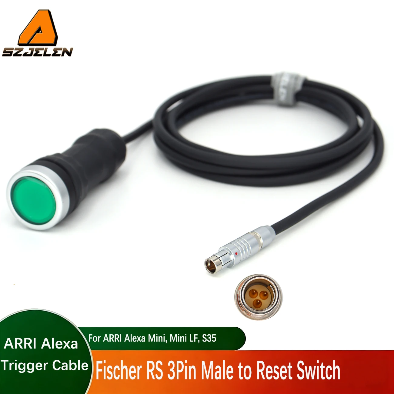 Cabo de Gatilho Simples Fischer RS 3 Pinos Macho para Interruptor de Repouso ARRI ALEXA para ARRI ALEXA Mini, Mini LF, S35