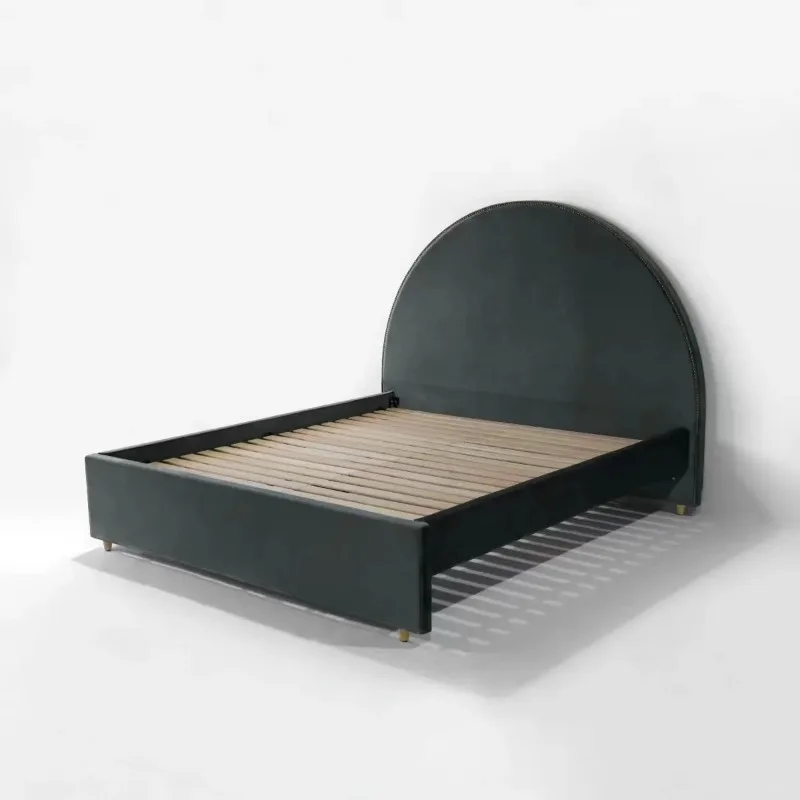 Semicircular backrest double bed Light luxury children's bed 1.8 meters simple small apartment bed