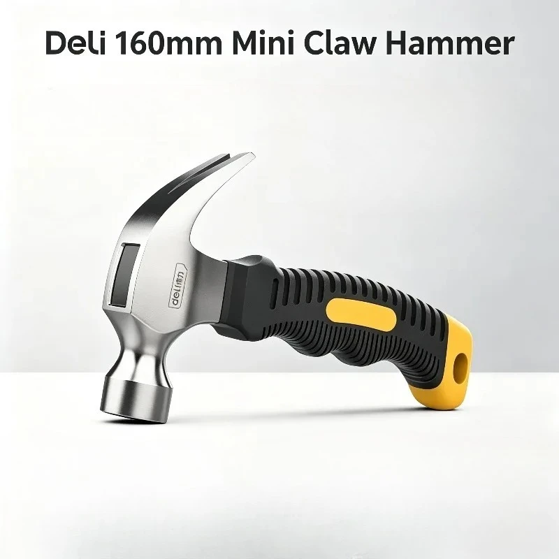 Deli 160mm Multifunctional Mini Claw Hammer TBR Plastic Handle Lightweight Portable Woodworking Mace Window Breaker Tools